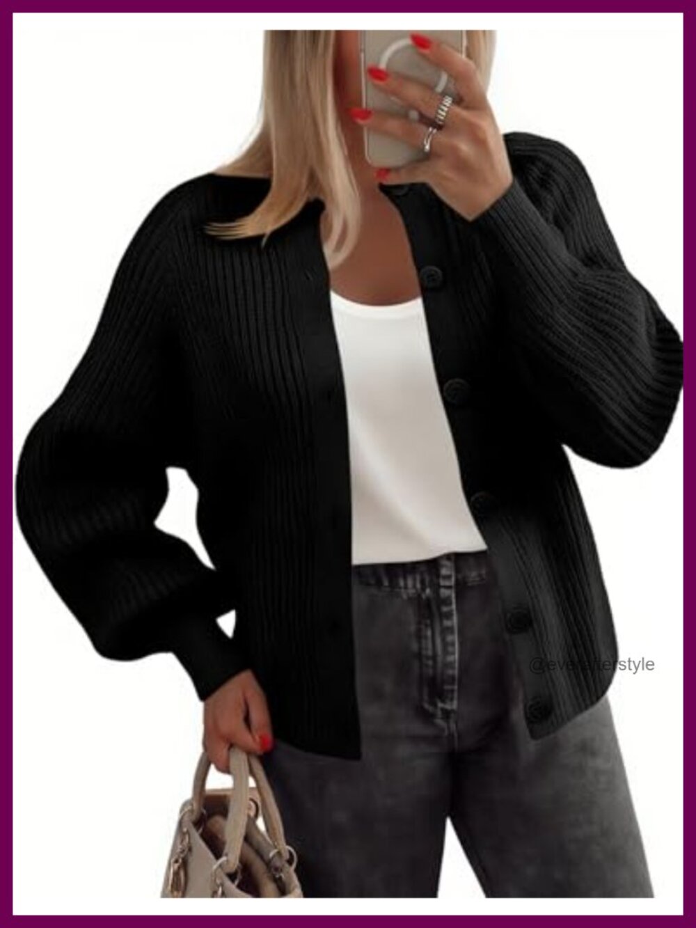 Chunky Cable Knit Cardigan Sweater Women Long Sleeve Button Down Crew Neck Fall